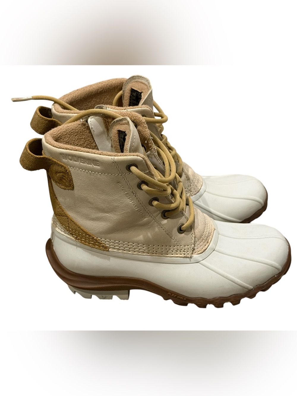 VGUC Wolverine Women's Cream & White Waterproof Duck Boots Size 6